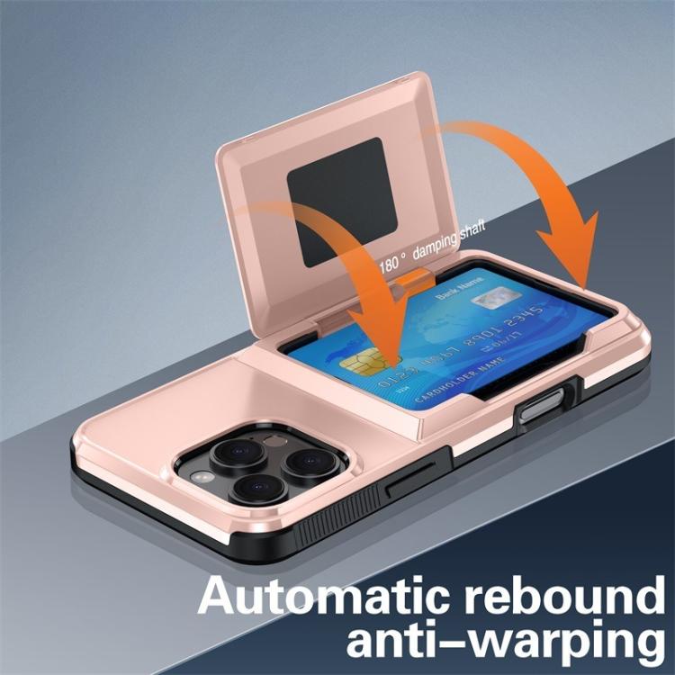 Funda a prueba de golpes con tarjetero y tapa Kalebol para iPhone 14 Pro Max (negra)