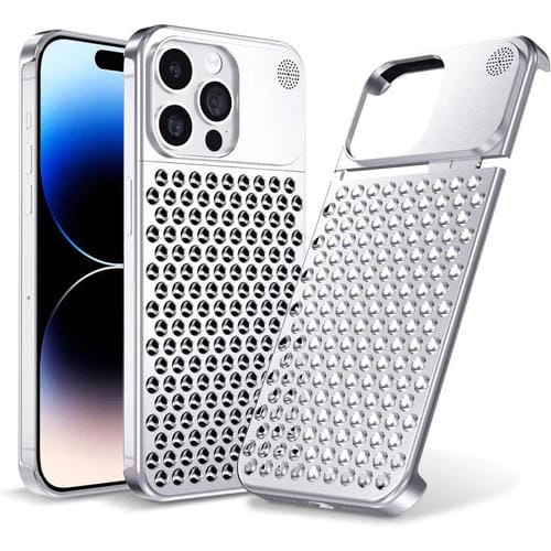 Funda Kalebol de aleación de aluminio con aromaterapia y refrigeración para iPhone 16 Pro Max (plateada)