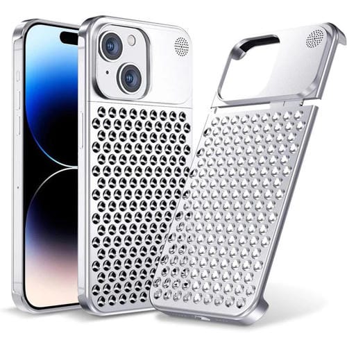 Funda de aleación de aluminio Kalebol con aromaterapia para iPhone 14 Plus (plateada)