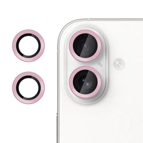 For iPhone 16 Plus Kalebol No Flicker Ultra-Thin Individual Camera Lens Tempered Glass Film(Pink)