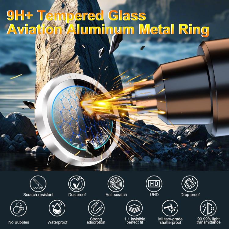 For iPhone 16e Kalebol No Flicker Ultra-Thin Individual Camera Lens Tempered Glass Film(Distant Peak Blue)