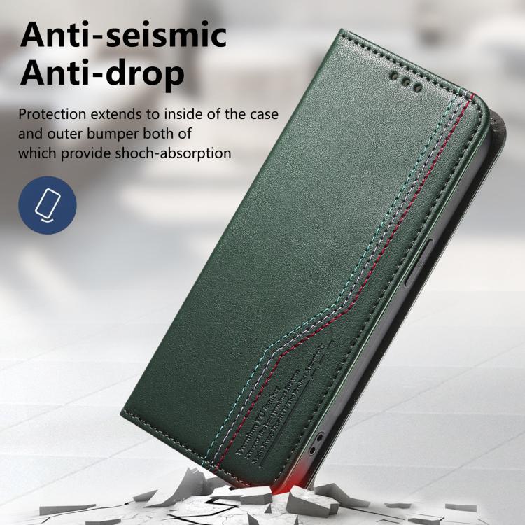 Funda de cuero con correa elástica y ventosa magnética para Samsung Galaxy A36 5G (verde)
