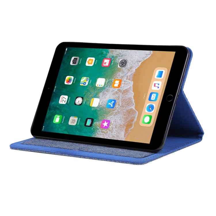 Funda para iPad Mini 4/3/2/1 Cuero Pu Tapa Horizontal Tela Teature Soporte Ranuras Tarjetas (Azul Profundo)