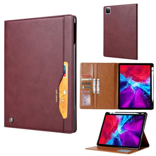Funda de Cuero para iPad Pro 12.9 Knead Skin Texture con Tapa Horizontal (Rojo Vino)