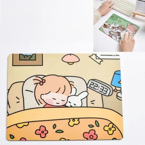 5 Pcs Mouse Pad Creativo Cartoon Coneja Chica para Laptop y Estudiante (Durmiendo)