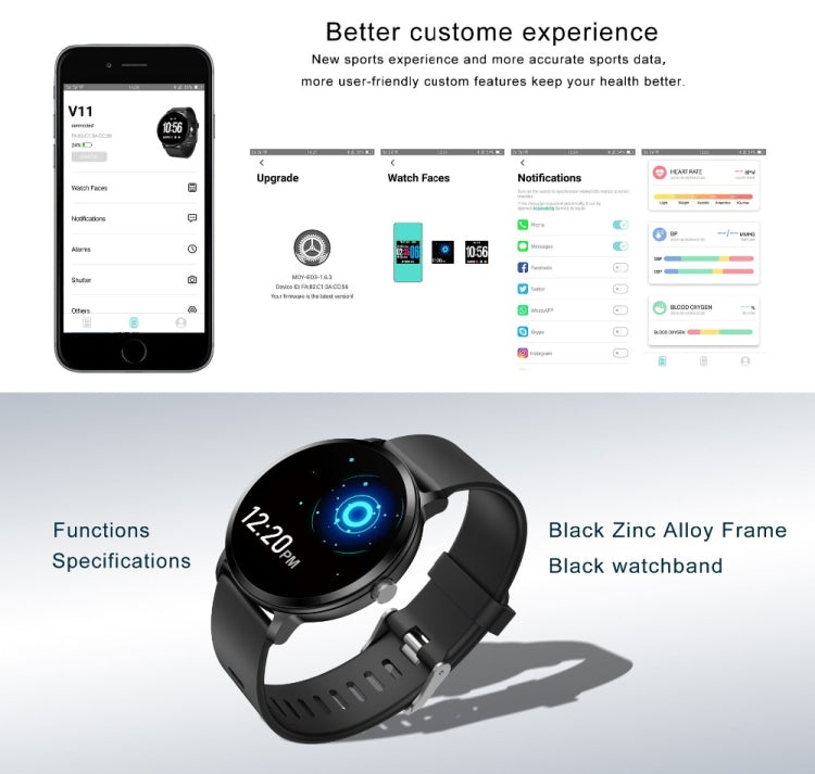 Smartwatch V11 Monitor de Presión Arterial Frecuencia Cardíaca Multideporte (Silicona Rosa)