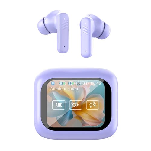 Auriculares Inalámbricos Bluetooth LX-10 Reducción Ruido Dual ANC+ENC Pantalla Táctil (Morado)