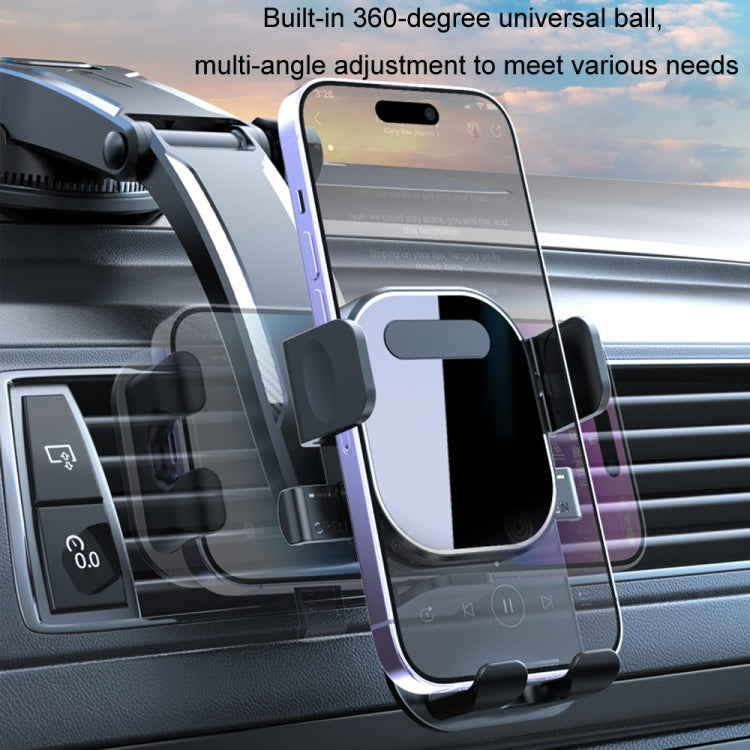 Soporte para Teléfono Móvil con Ventosa para Salpicadero de Coche, con Bloqueo Automático, Estilo: Base Telescópica Brillante