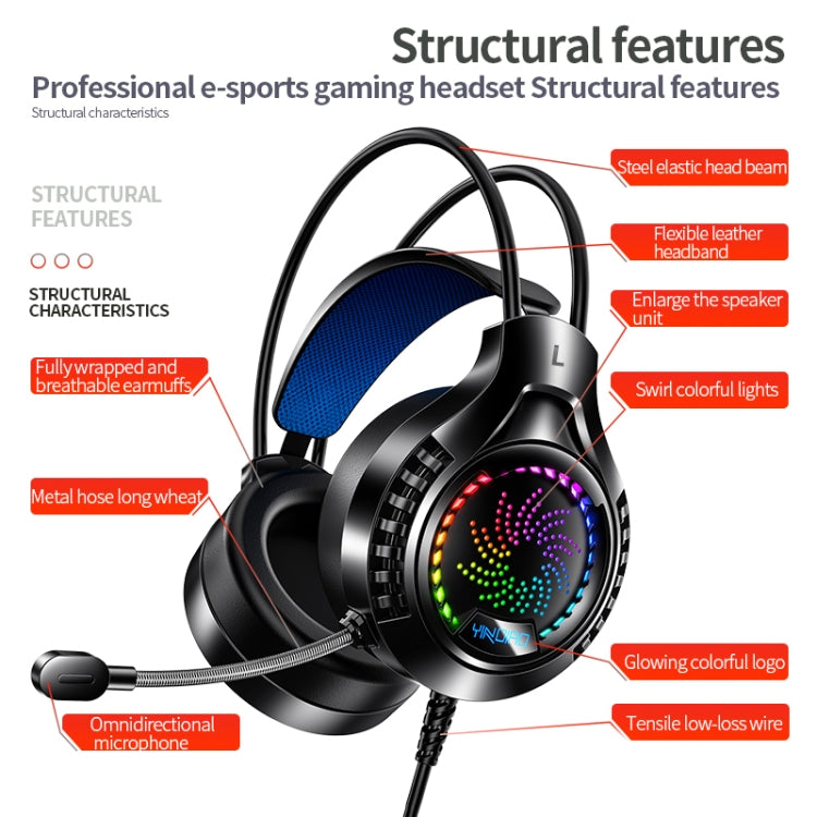 Auriculares con Cable para Ordenador Yindiao Q7 con Luz Colorida, USB para Juegos, Tarjeta de Sonido USB 7.1 (Rosa)