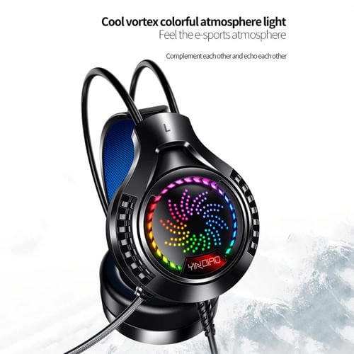 Auriculares con Cable para Ordenador Yindiao Q7 con Luz Colorida, Auriculares para Juegos USB Dual 3,5 mm + USB (Blanco)