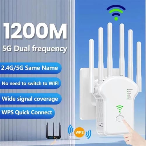 Repetidor Amplificador de Señal WIFI Banda Dual Urant U13 1200 Mbps 2,4G/5G Enchufe Estadounidense (Negro)
