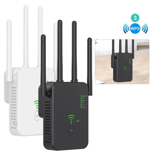 Repetidor Inalámbrico Urant U10 300 Mbps 2,4 GHz Amplificador de Señal WIFI 4 Antenas Enchufe Británico (Negro)