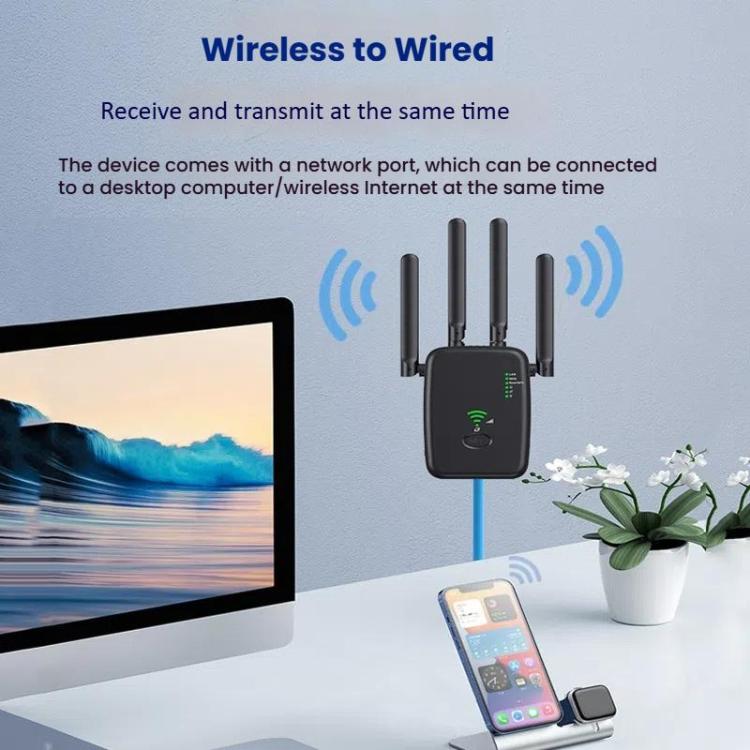 Repetidor Inalámbrico Urant U11 300 Mbps 2,4 GHz Amplificador Señal WIFI Compatible WPS Enchufe Británico (Blanco)