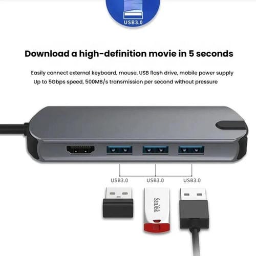 Estación de Acoplamiento USB-C 8 en 1 con Puerto Gigabit Ethernet y HDMI 4K 60 Hz