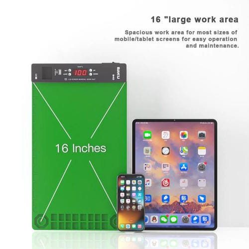 Alfombrilla de Trabajo Baku BA-940 Quitar Pantallas LCD (16 Pulgadas) con Calefacción y Luz Antipolvo