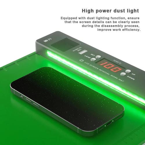 Tapete de trabalho Baku BA-940 para remover telas LCD (16 polegadas) com aquecimento e luz antipó.