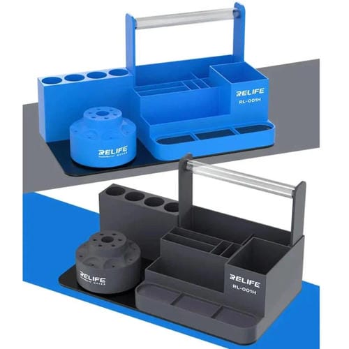 Organizador Giratorio Relife RL-001H Reparación de Phones Celulares con Estante de Herramientas y Destornillador (Azul)