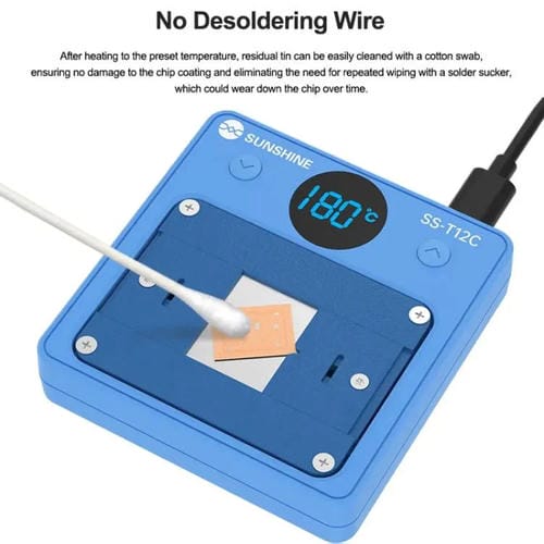 Removedor de Colle Sunshine Ss-T12C Chauffage de Puces IC, Outil d'Élimination Efficace et Chauffage Rapide Réparation de Téléphones Mobiles