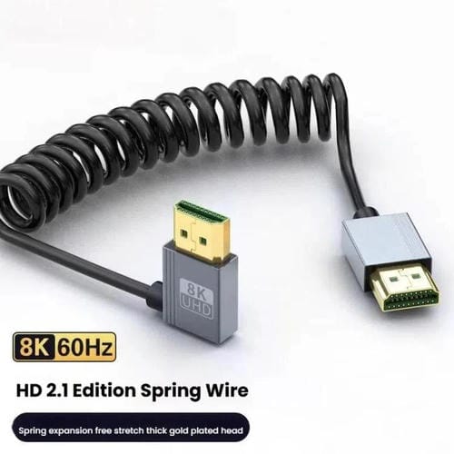 Cable HDMI 2.1 Micro HDMI 8K 60 Hz con Resorte y Curvatura Inversa 0,5 m