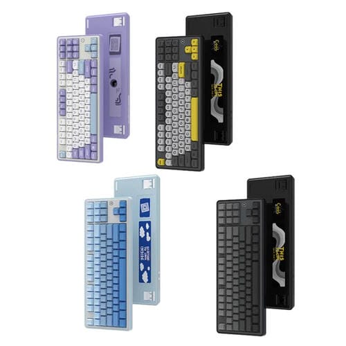 Teclado Mecánico Inalámbrico Bluetooth Trimodo Ajazz AK870 para Juegos con Intercambio en Caliente Personalizado RGB (Axis Purple)