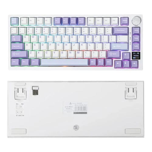 Teclado Mecánico para Juegos Ajazz Ak820 Pro Inalámbrico Bluetooth Tres Modos Junta Intercambiable Pantalla TFT (Flying Fish Spindle Purple)