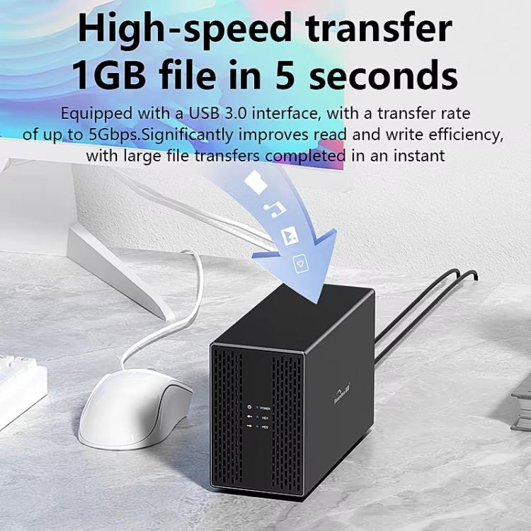 Caja de Disco Duro Móvil Blueendless Db3502F Doble Bahía 2,5/3,5 Pulgadas USB 3.0 Tipo C (Enchufe del Reino Unido)