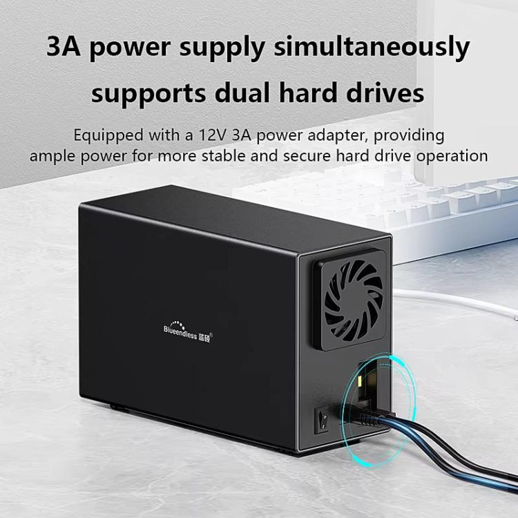 Caja de Disco Duro Móvil Blueendless Db3502F Doble Bahía 2,5/3,5 Pulgadas USB 3.0 Tipo C (Enchufe del Reino Unido)