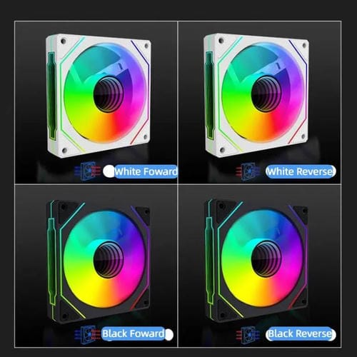 Ventilador Prism 4Rro para Caja de Ordenador, 12 cm, ARGB, Sincronización PWM, Silencioso (Marco Negro Invertido)