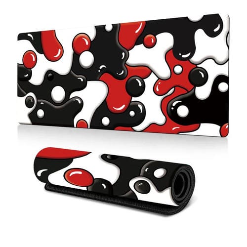 Alfombrilla de ratón de goma antideslizante con diseño abstracto de mezcla de colores fluidos para oficina y juegos, 300 x 800 x 3 mm (n.° 1)