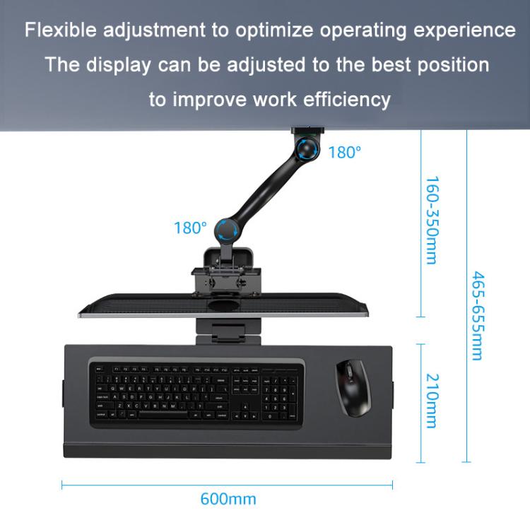 Soporte para monitor WKS-2 montaje en pared con bandeja para mouse y teclado (Negro)