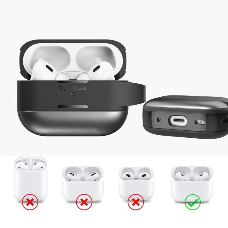 Funda protectora AhaStyle WG75-PRO2 de TPU y aleación de aluminio, resistente a arañazos y dividida, para AirPods Pro 2 (negra)