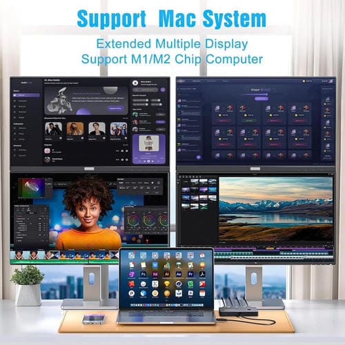 Adaptador KVM KCEVE MSTH14 USB Tipo C a 4 puertos HDMI