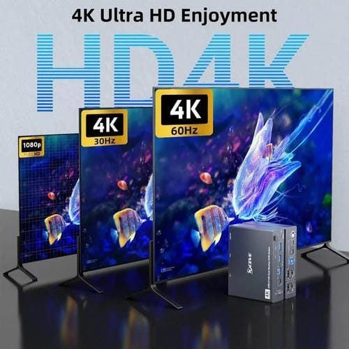 Conmutador KVM KVEVE KC-KVM202CH USB 3.0 con dos monitores, 4K, 60 Hz, enchufe estadounidense