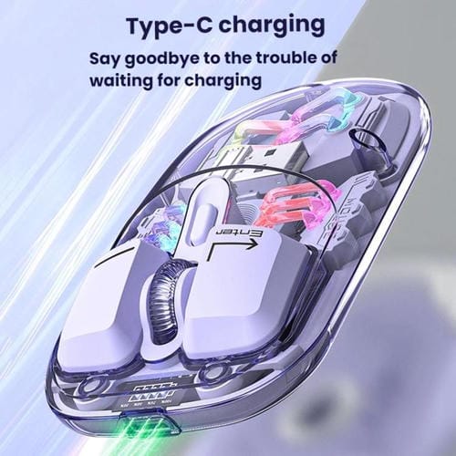 Ratón inalámbrico IMICE T300 de 4 teclas, 1600 DPI, RGB, luminoso, Bluetooth, modo dual, carga, silencioso, con cubierta trasera magnética (rosa)