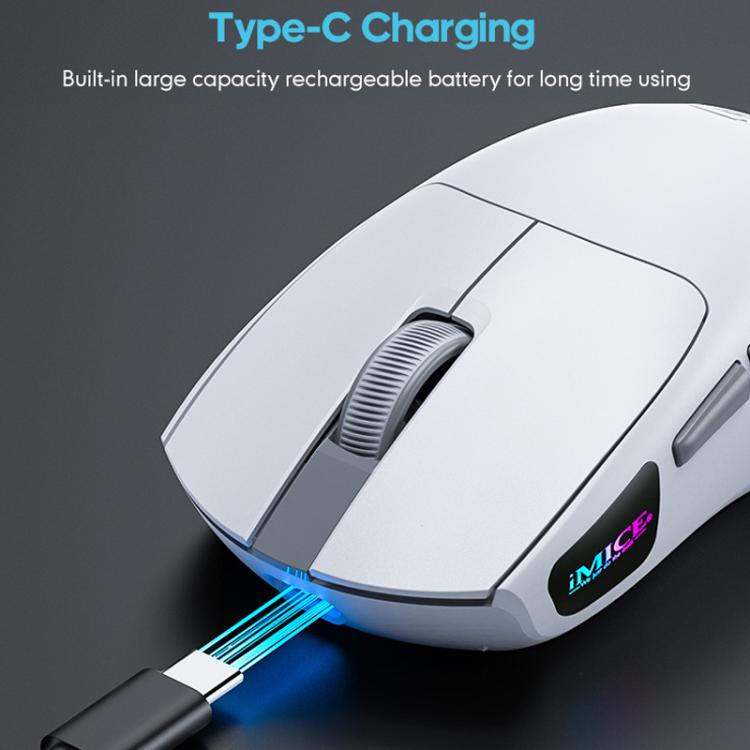 Ratón inalámbrico iMICE G900 para juegos 6 teclas 12800 DPI recargable tres modos (Blanco)
