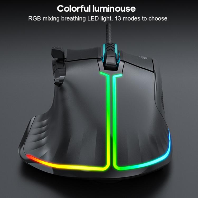 Ratón gaming IMICE T50 cable 8 teclas 12800 DPI ajustable iluminación RGB (Negro)