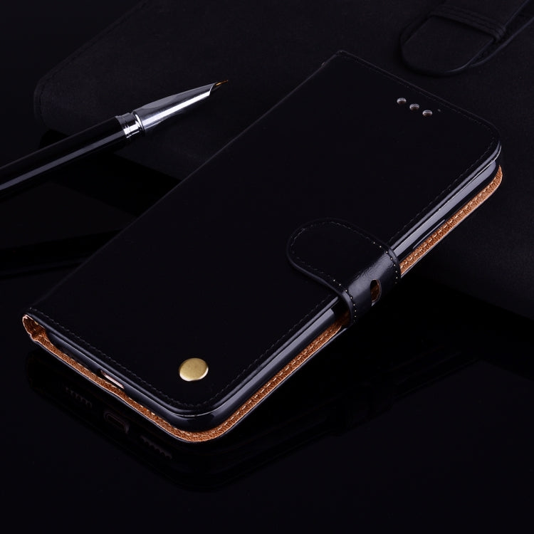 Estuche de Cuero con Tapa Horizontal con Textura de Cera de Aceite de Estilo Empresarial para Xiaomi Pocophone F1, con Soporte, Ranuras para Tarjetas y Billetera (Negro)