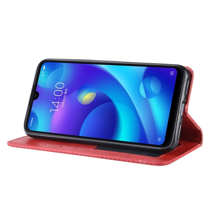 Estuche de Cuero con Tapa Horizontal con Textura Retro y Hebilla Magnética para Xiaomi Mi Play, con Soporte, Ranuras para Tarjetas y Billetera (Rojo)