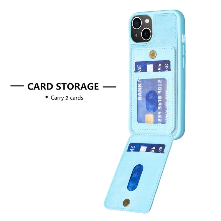 Para iPhone 15 Bf28 Estuche para Teléfono con Bolsa para Tarjetas Esmerilada y Soporte (Azul) - MOVILSTORE