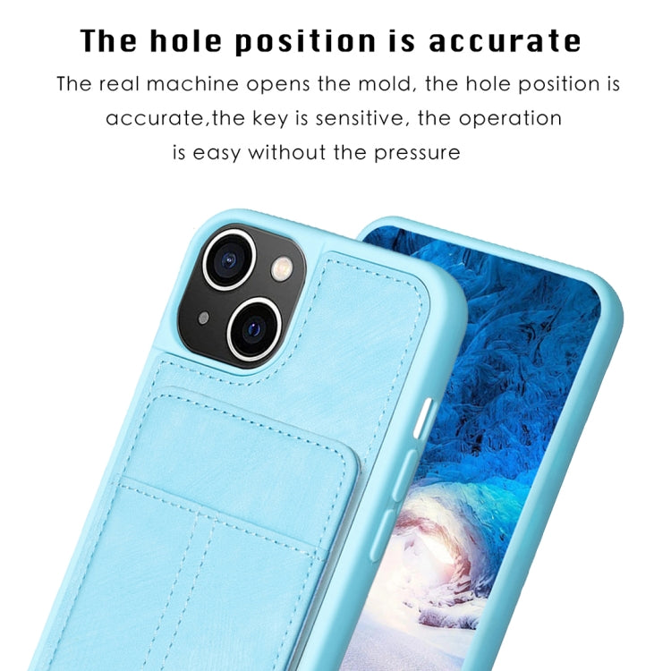 Para iPhone 15 Bf28 Estuche para Teléfono con Bolsa para Tarjetas Esmerilada y Soporte (Azul) - MOVILSTORE