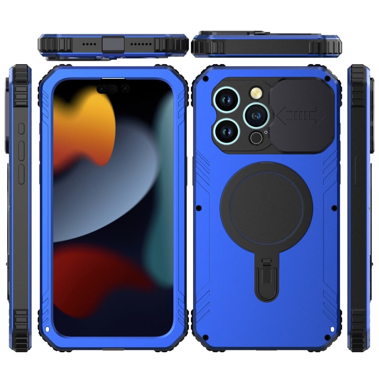 Para iPhone 15 Camera Shield Magsafe Holder Life Funda Impermeable para Teléfono (Azul) - MOVILSTORE