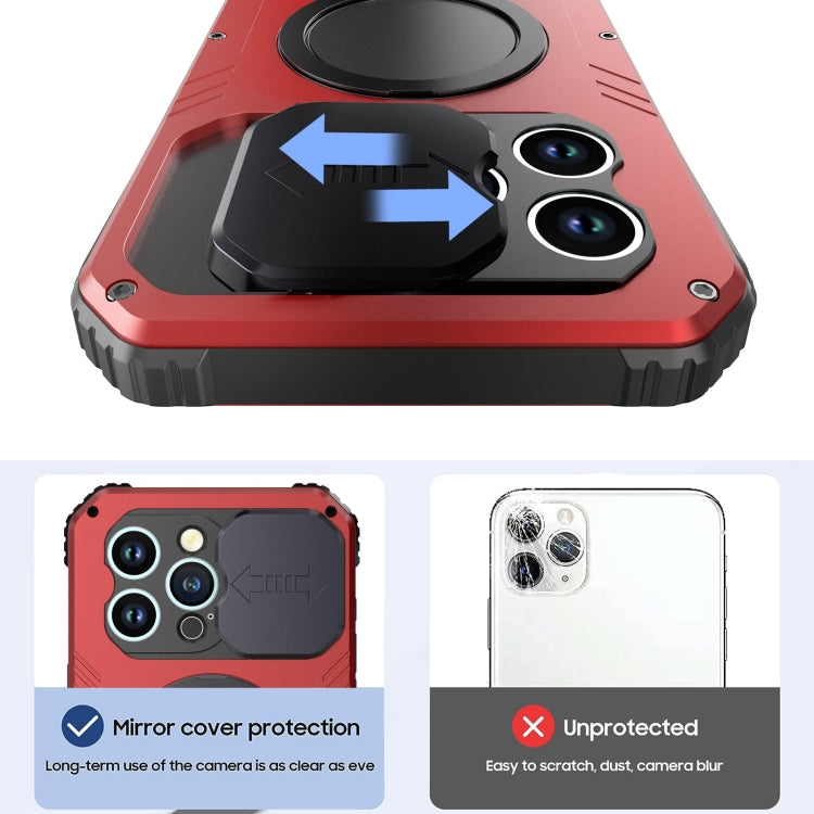 Para iPhone 15 Camera Shield Magsafe Holder Life Funda Impermeable para Teléfono (Rojo) - MOVILSTORE