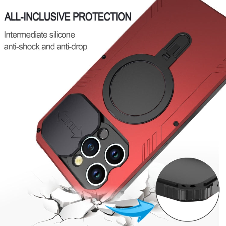 Para iPhone 15 Camera Shield Magsafe Holder Life Funda Impermeable para Teléfono (Rojo) - MOVILSTORE