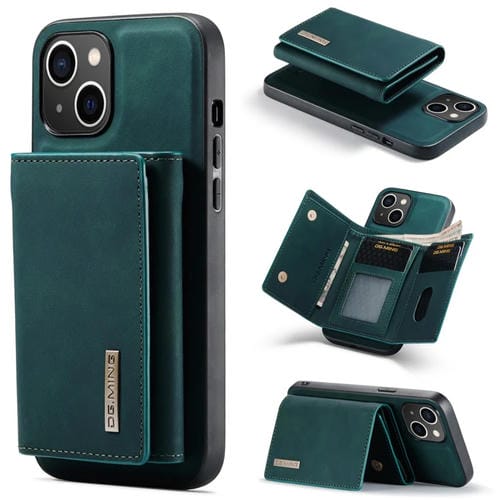 Para iPhone 15 Dg.Ming M1 Series Funda de Cuero para Teléfono con Billetera Múltiple de 3 Pliegues (Verde) - MOVILSTORE
