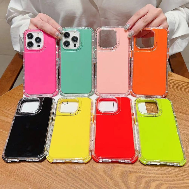 Para iPhone 15 Dreamland 3 En 1 Caja de Teléfono PC + TPU con Marco Transparente de Color Sólido (Amarillo) - MOVILSTORE
