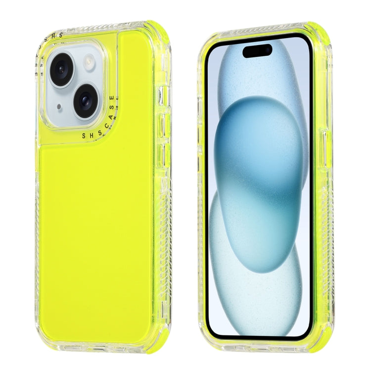 Para iPhone 15 Dreamland 3 En 1 Caja de Teléfono PC + TPU con Marco Transparente de Color Transparente (Verde Fluorescente) - MOVILSTORE