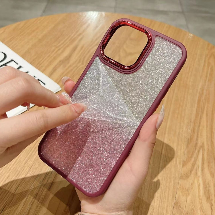 Para iPhone 15 Estuche de Acrílico para Teléfono con Galvanoplastia con Brillo Degradado (Rojo Vino) - MOVILSTORE