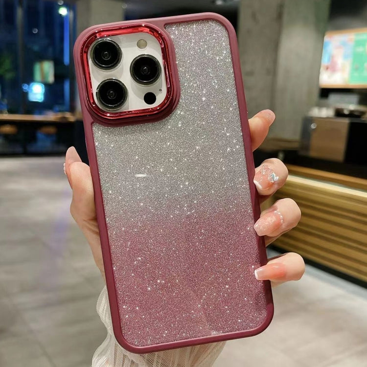 Para iPhone 15 Estuche de Acrílico para Teléfono con Galvanoplastia con Brillo Degradado (Rojo Vino) - MOVILSTORE