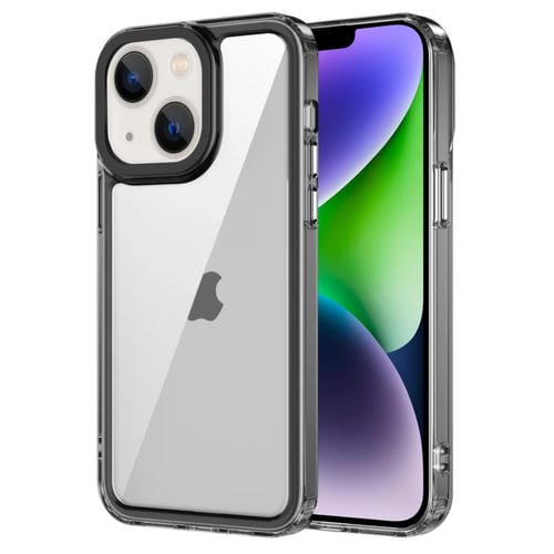 Para iPhone 15 Estuche para Teléfono Acrílico Transparente + TPU a Prueba de Golpes (Negro Transparente) - MOVILSTORE