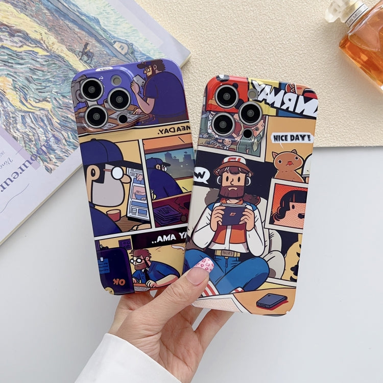 Para iPhone 15 Estuche para Teléfono con Orificio Preciso para PC con Patrón Pintado (Scr Azul) - MOVILSTORE